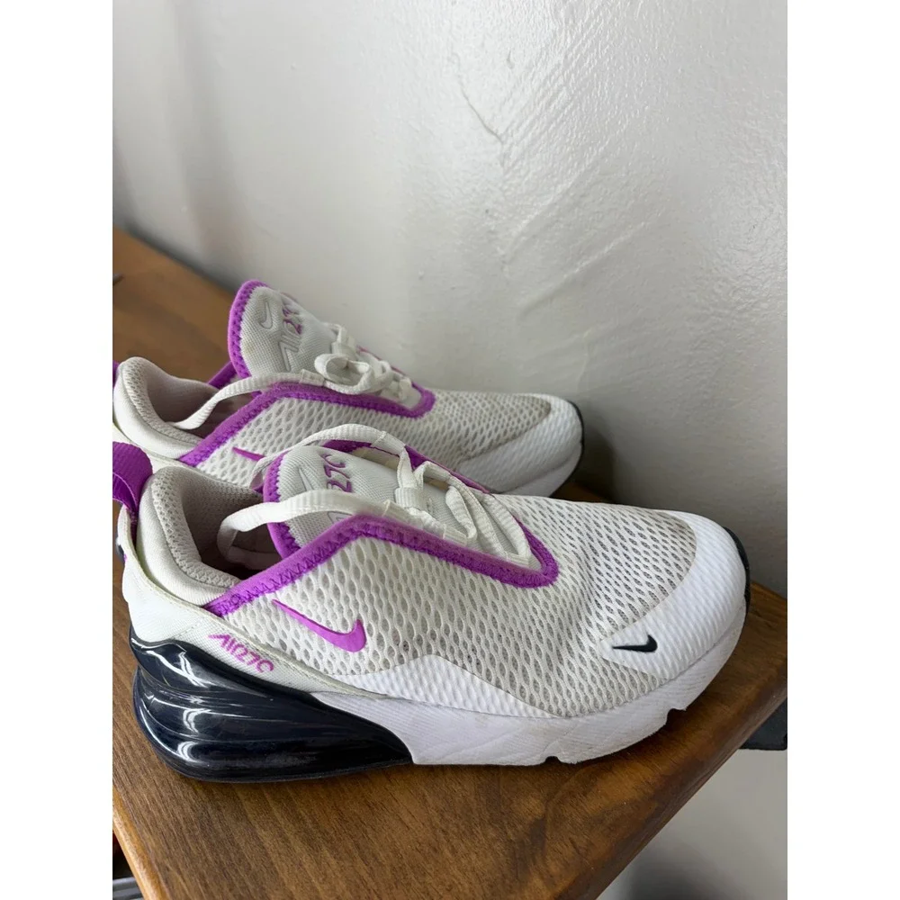 Nike Air Max 270 Kids White Fierce Purple Black AO2372-116 Size 13C